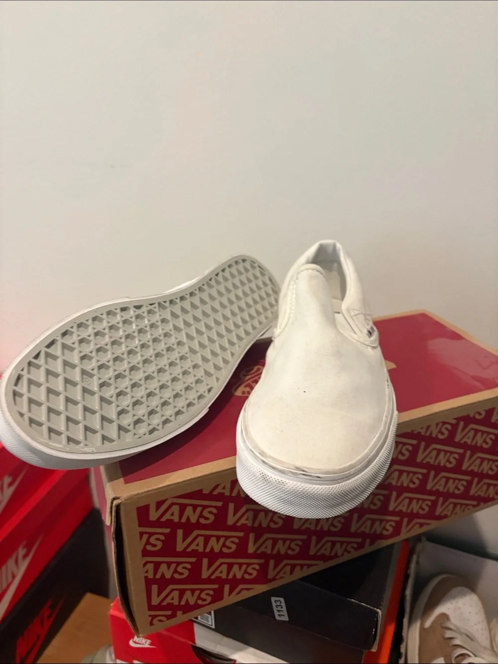 Vans Men’s Slip-On Canvas Loafers in White